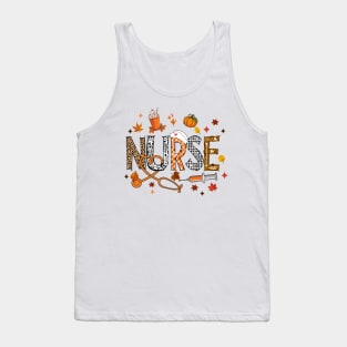 Retro Autumn Pumpkin Fall Nurse Life Thanksgiving Nurse Tank Top